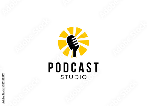 podcast logo vector illustration design. microphone symbol