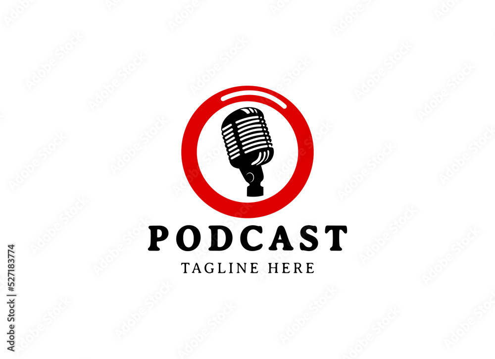 podcast logo vector illustration design. microphone symbol podcast logo vector illustration design. microphone symbol