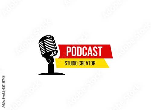 podcast logo vector illustration design. microphone symbol