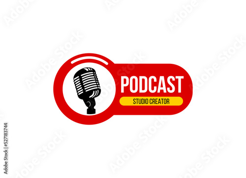 podcast logo vector illustration design. microphone symbol