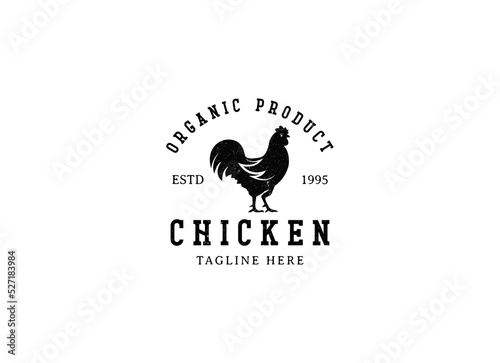 Chicken logo, Fried chicken restaurant, Rooster mascot, chicken farm and egg vector illustration.