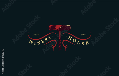 Old Corkscrew Wine Logo Design Template