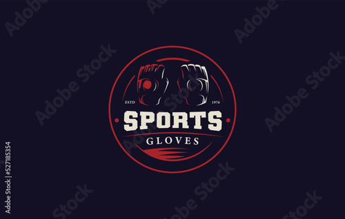 Fighter Gloves Sports Logo Design Emblem Template