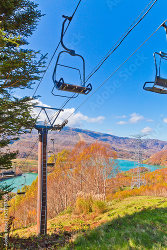 Chairlift or cable car in the Mt. Naeba of Echigo Yuzawa, Niigata, Japan. photo