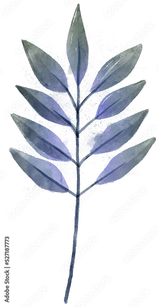 Watercolor Brach with Leaves