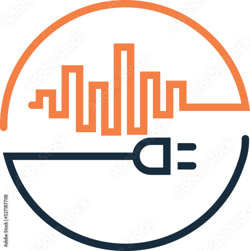 Electric icon with town symbol.