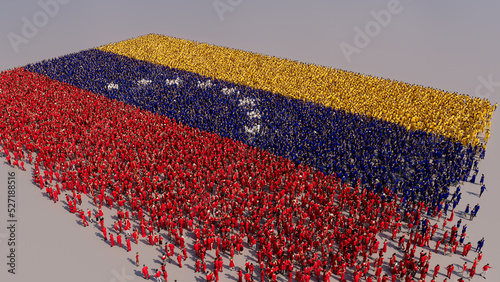 Venezuelan Flag formed from a Crowd of People. Banner of Venezuela on White.
