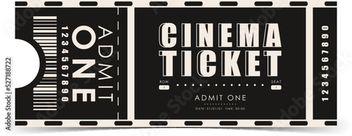 Cinema ticket template. Modern elegant ticket card illustration template. Vector.