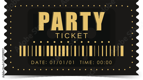 Sample ticket to enter the party. Modern ticket card illustration template. Vector.