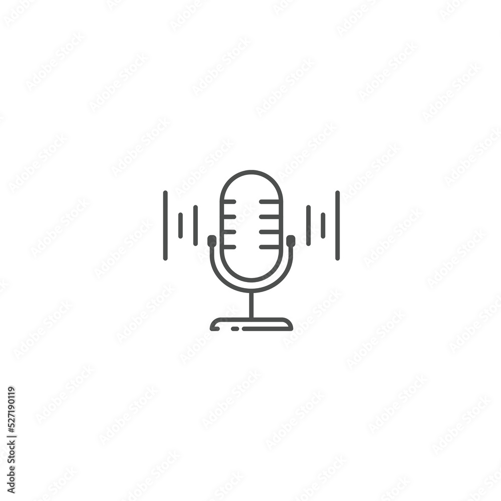Microphone vector icon. Voice vector icon, Record. Microphone - recording Studio Symbol. Retro microphone icon