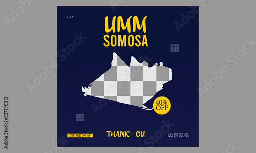 Socil media post somosa food design template.