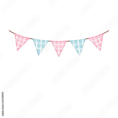 Pink and blue Watercolor party flag.