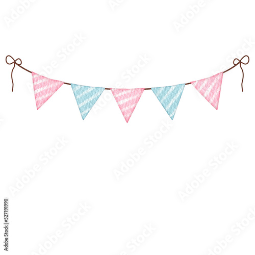 Pink and blue Watercolor party flag.