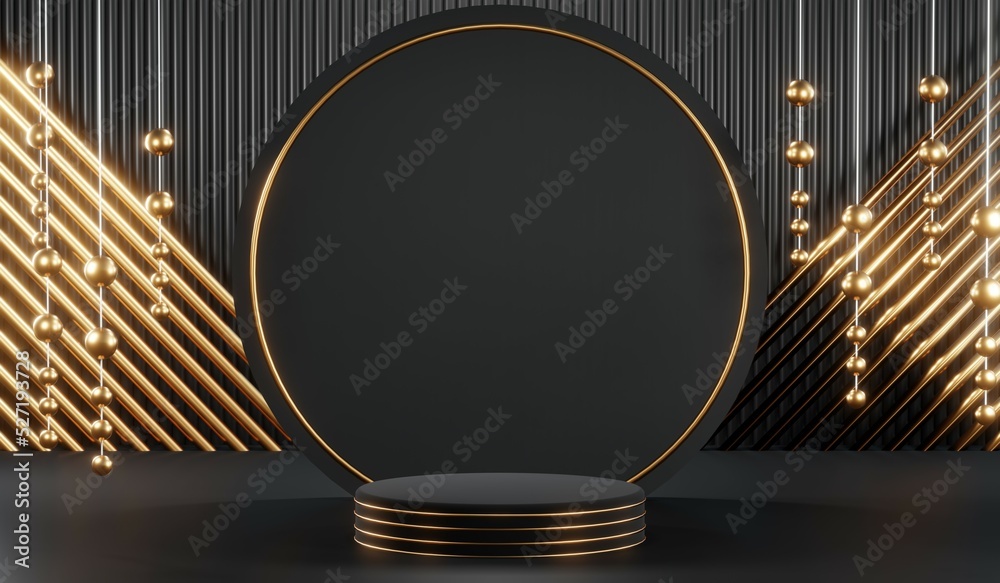 3D rendering of blank product background for cream cosmetics Modern black podium background 3D rendering of blank product background for cream cosmetics Modern black podium background
