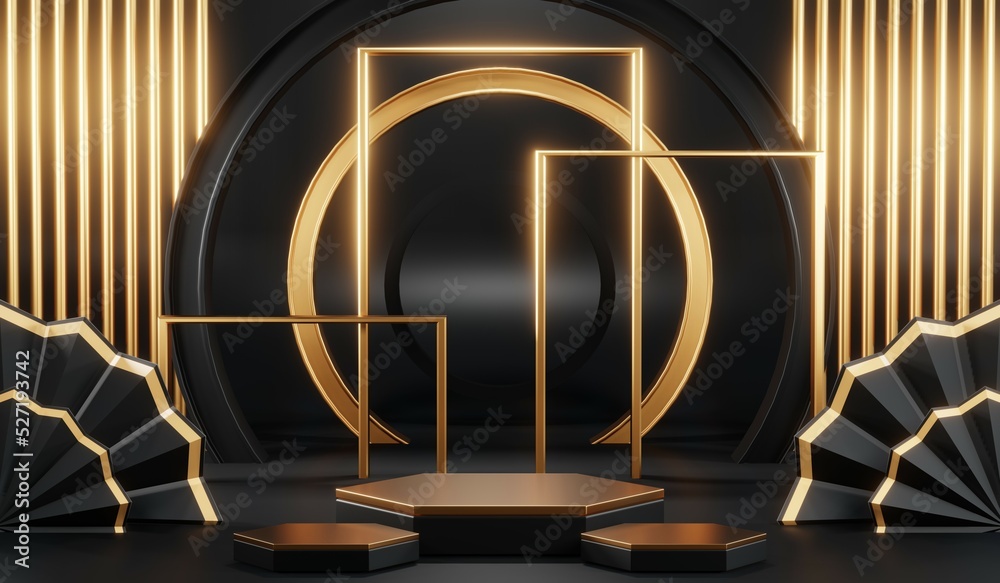 3D rendering of blank product background for cream cosmetics Modern black podium background 3D rendering of blank product background for cream cosmetics Modern black podium background