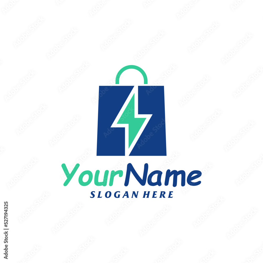Thunder Shop Logo Design Template. Fast Shop logo concept vector. Creative Icon Symbol Thunder Shop Logo Design Template. Fast Shop logo concept vector. Creative Icon Symbol