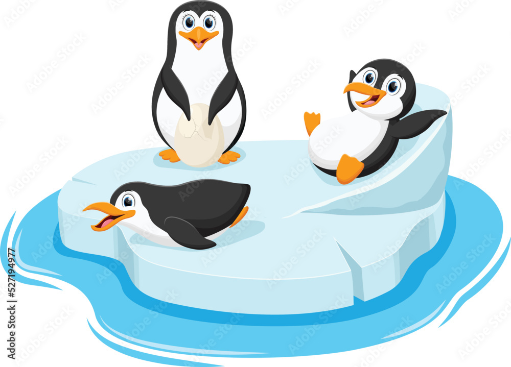 Obraz premium Cute Penguin cartoon in different situations like winter, swimming and playing