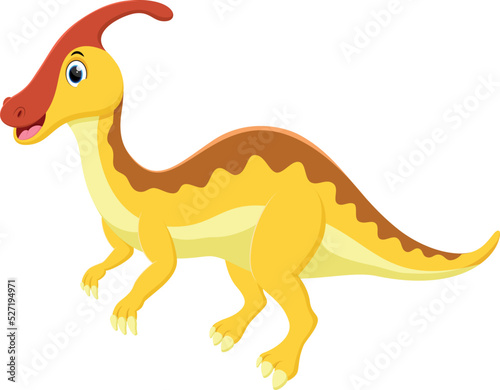 Cartoon parasaurolophus dinosaur isolated on white background