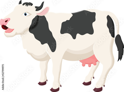 Cute Cow Cartoon standing on white background