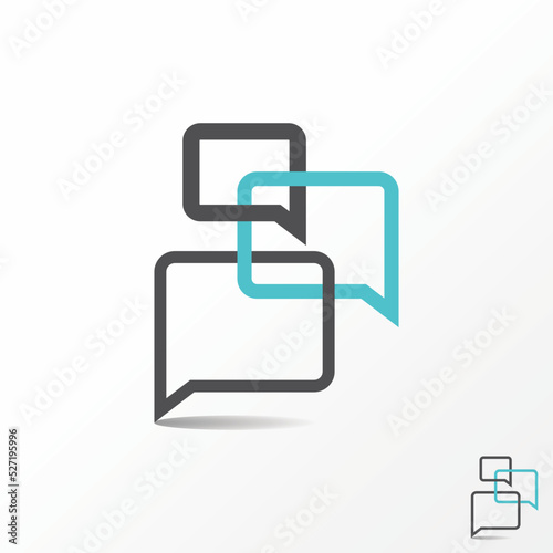 Simple and unique three or triple talk chat sign on merge image graphic icon logo design abstract concept vector stock. Can be used as symbol related to communication or community