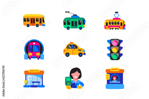 Public transport icons set