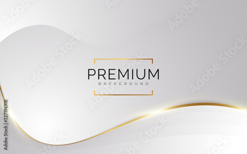 Luxury White and Gold Background with Golden Lines and Paper Cut Style. Premium Gray and Gold Background for Award, Nomination, Ceremony, Formal Invitation or Certificate Design