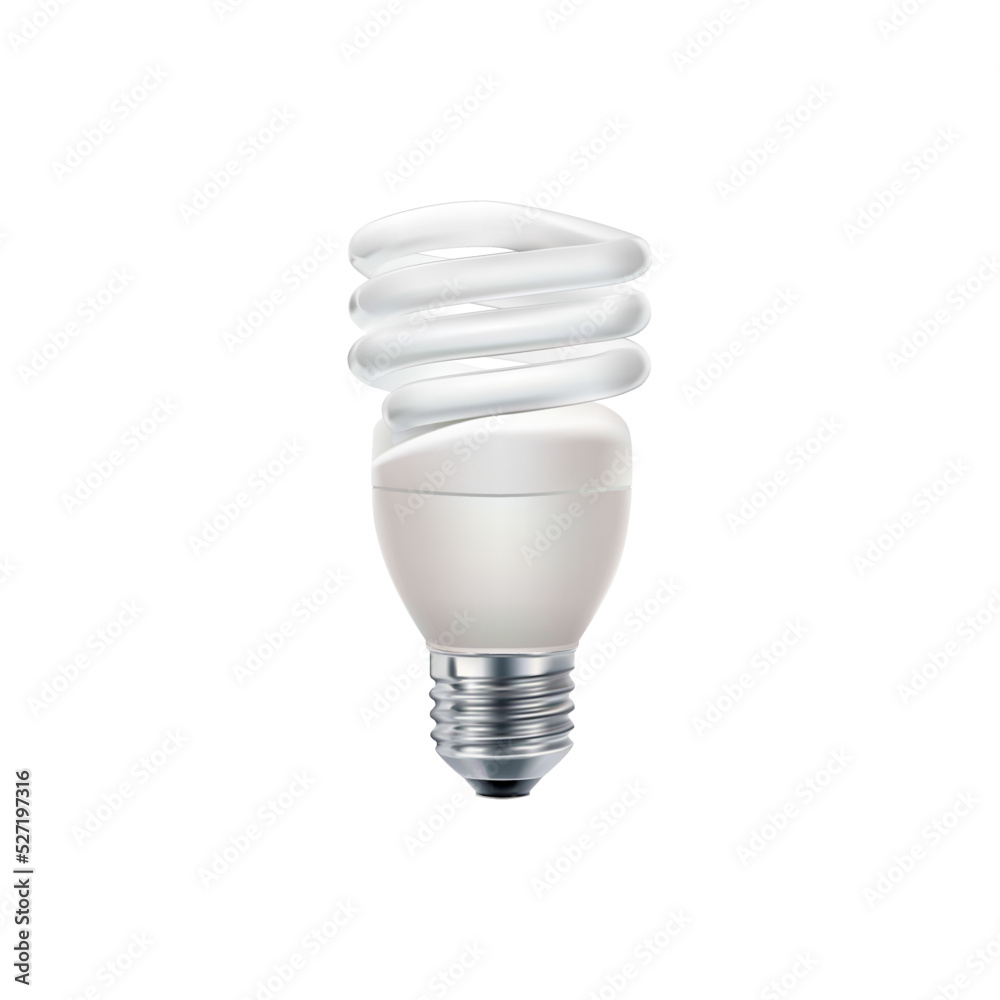 Fluorescent spiral light bulb on white background vector illustration Fluorescent spiral light bulb on white background vector illustration