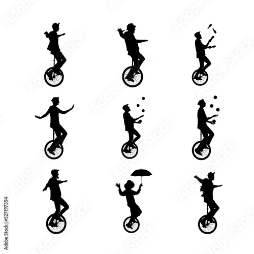 Person Riding Unicycle Silhouette Collection