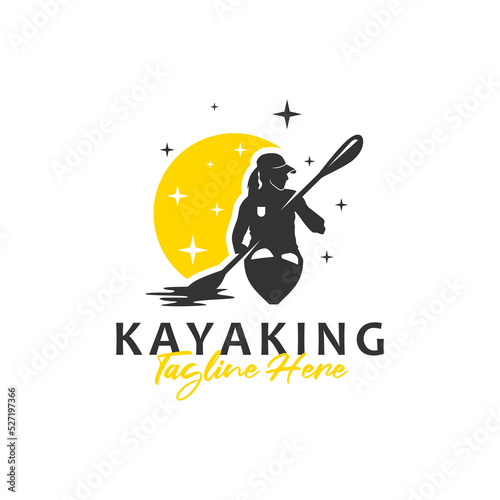 woman kayak sports logo design