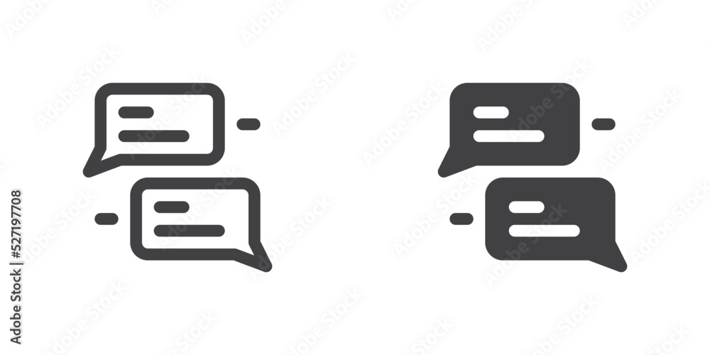 Chat message icon, line and glyph version Chat message icon, line and glyph version