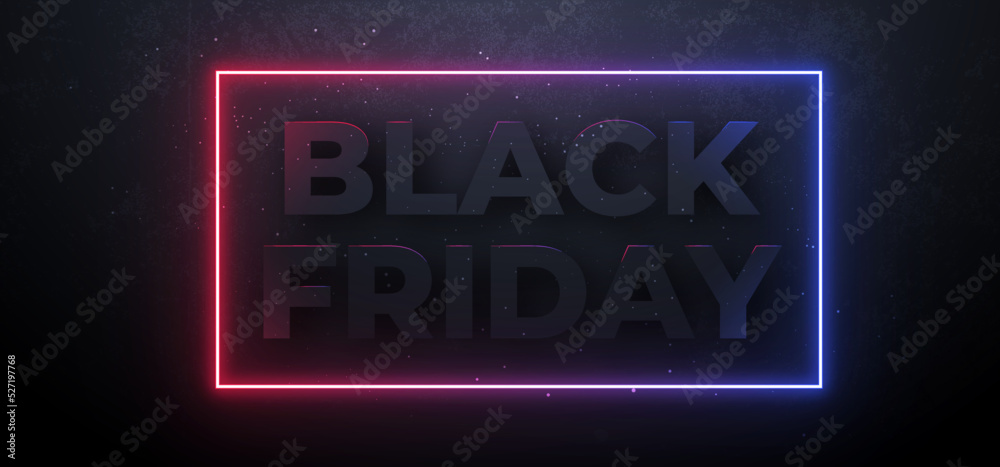 Obraz premium Black friday Sale banner for social media stories sale, web page, mobile phone. template design special offer, text from an electric lamp on the wall