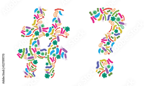 Symbol made of Bacteria isolated on white background, bacteria font. Vector illustration.