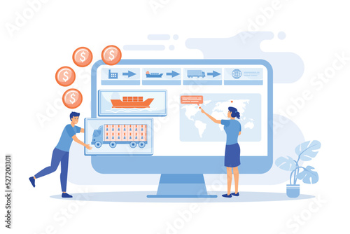 Logistics industry and freight profit analyzing. Supply chain analytics, transportation providers data, transportation costs optimization concept.