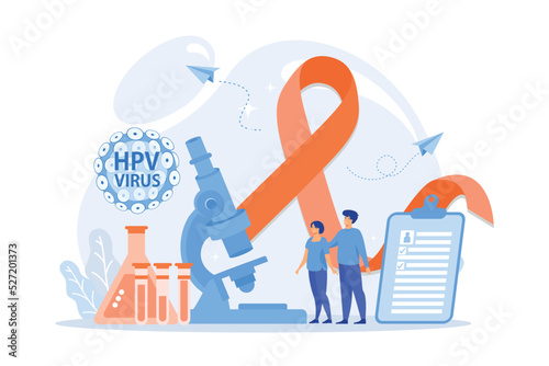 Human papillomavirus development. Disease symptom. Risk factors for HPV, HPV infection leads to cervical cancer, cervical cancer screening concept.flat vector modern illustration photo