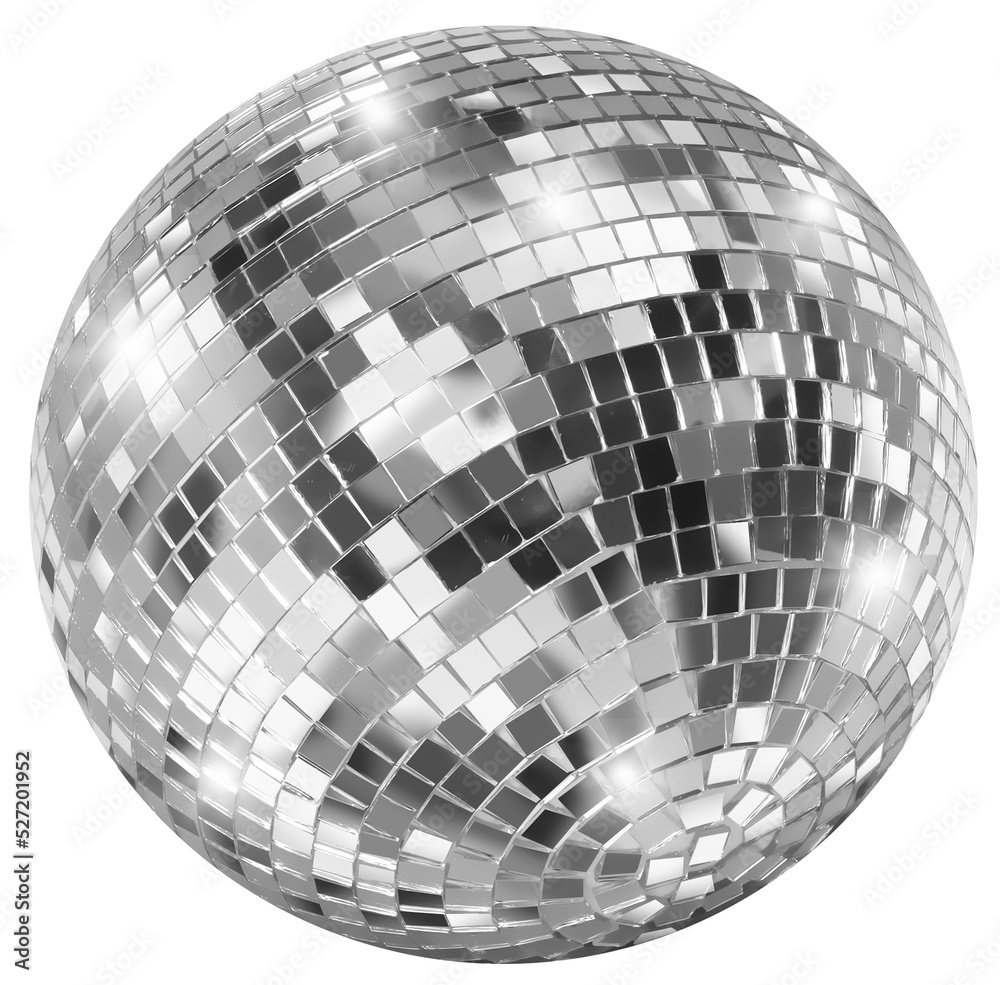 Silver disco mirror ball isolated - obrazy, fototapety, plakaty 