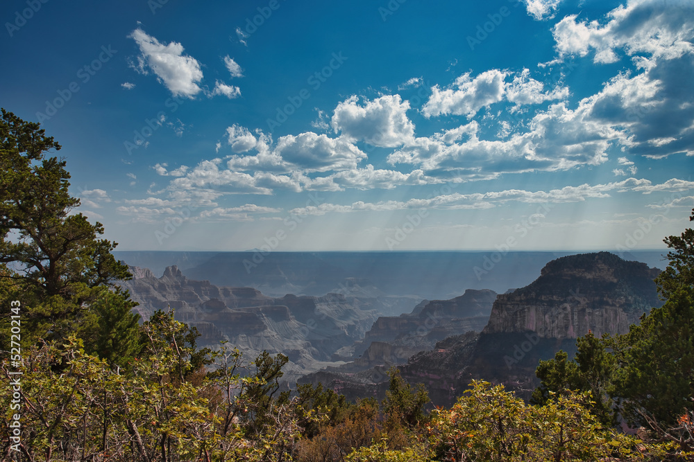 View of the Grand Canyon with slight haze from wildfires