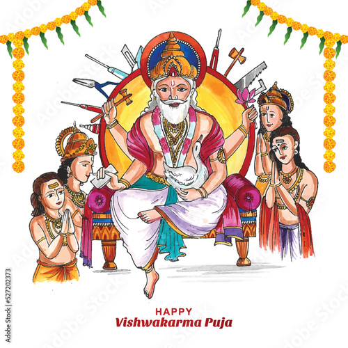 Beautiful hindu god vishwakarma puja celebration card background