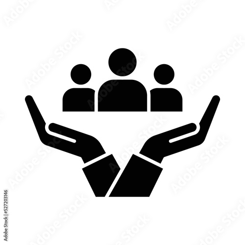 Inclusion social equity icon. Simple solid style. Help, support, gender equality, community care, age and culture diversity. People group save glyph vector illustration. EPS 10.
