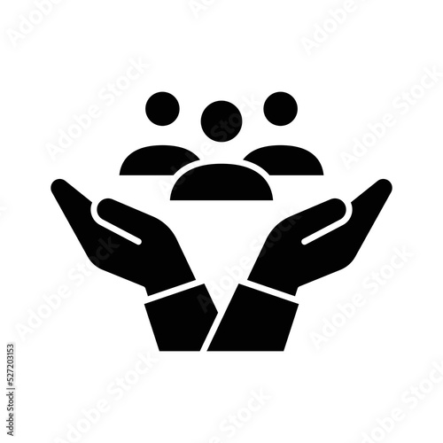 Inclusion social equity icon. Simple solid style. Help, support, gender equality, community care, age and culture diversity. People group save glyph vector illustration. EPS 10.