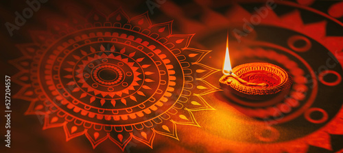 Diwali, Deepavali. Hindu Festival of lights celebration, India. Diya oil lamp photo