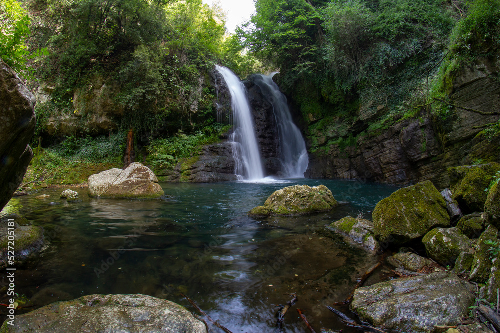 Fototapeta premium carpinone waterfall in molise italy with schioppo and carpino
