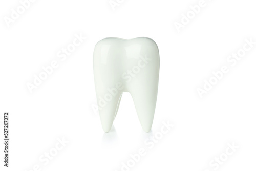 Tooth care concept, tooth isolated on white background