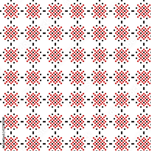 Ornaments embroidery .Pattern . Red black.