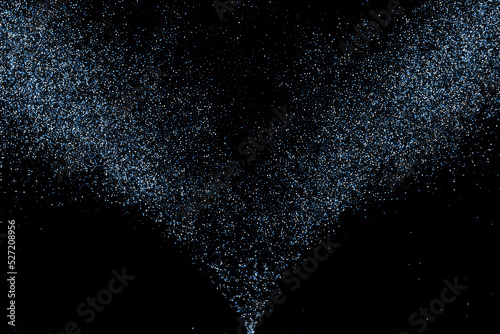 Abstract splashes of water on black background. Frozen motion of round particles. Rain, snow overlay texture. Vector Illustration, Eps 10.