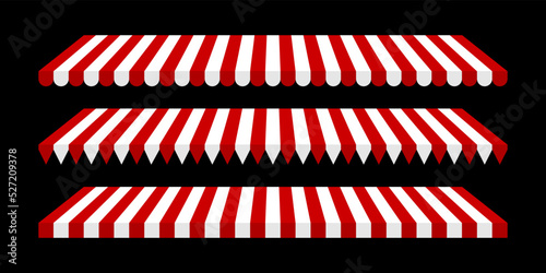 Awning store vector illustration, Red and white stripped restain, Roof canopy parasol shop vector illustration