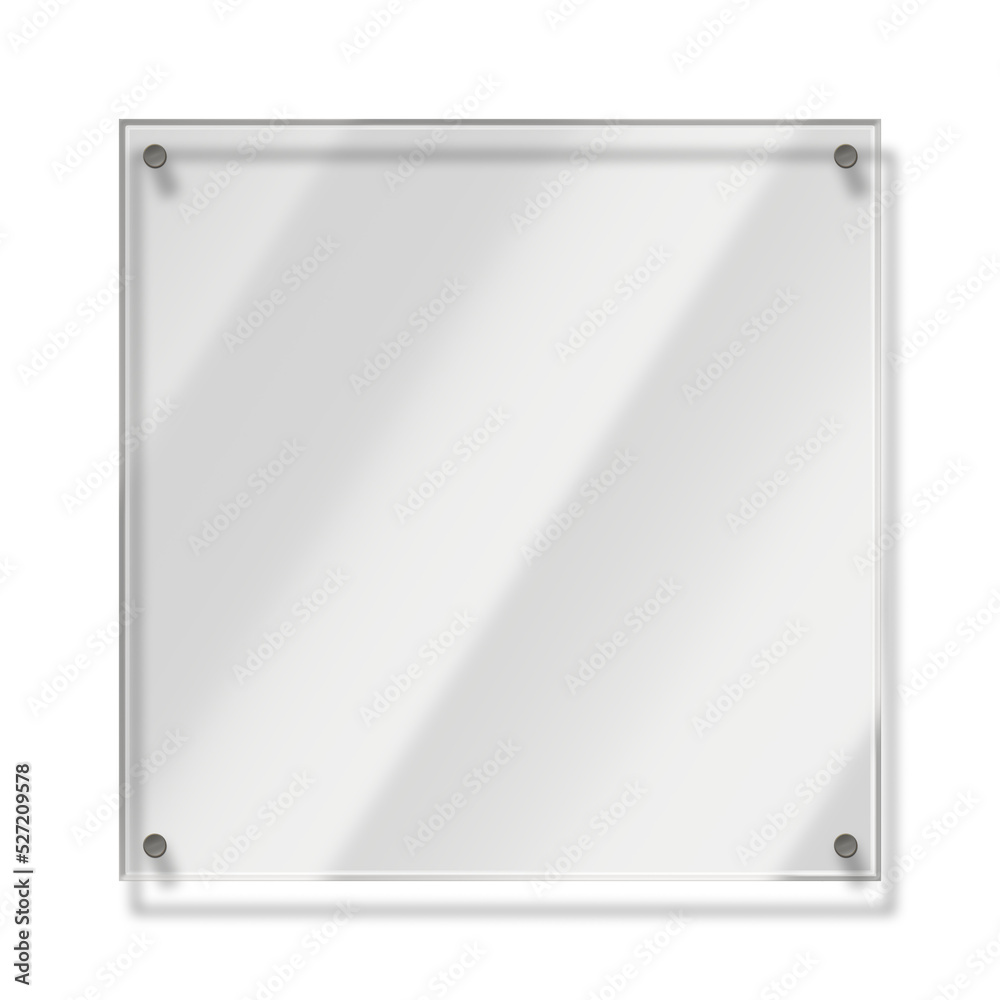 acrylic glass frame on transparent background