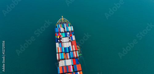 The ship business of Logistics Cargo concept and the map global partner connection of Container Cargo freight ship for Import Export , photo