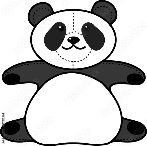 Toy panda. Drawing for children.