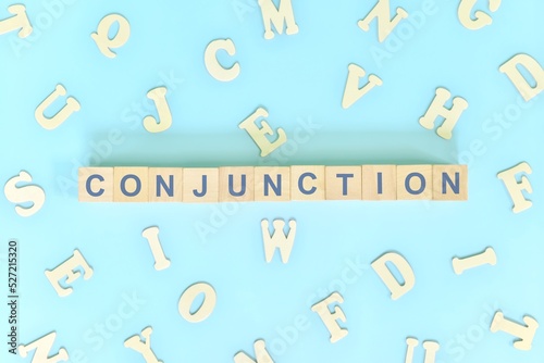 Принти на полотні Conjunction concept in English grammar and learning class lesson
