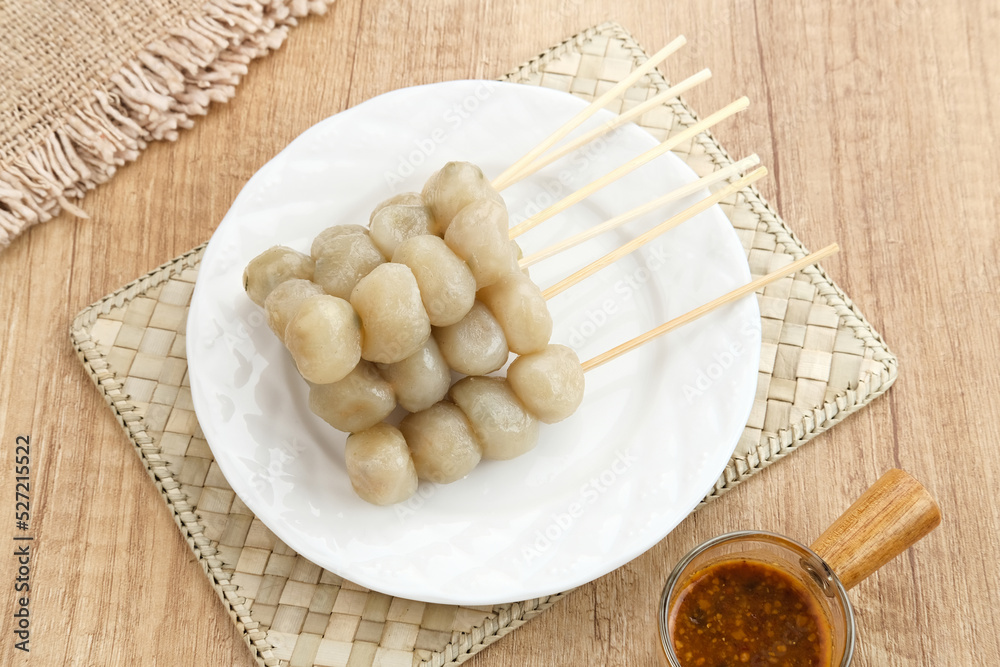Cilok, traditional food from West Java, Indonesia, made from tapioca, chewy textured. Served with peanut sauce.
Cilok, traditional food from West Java, Indonesia, made from tapioca, chewy textured. Served with peanut sauce.